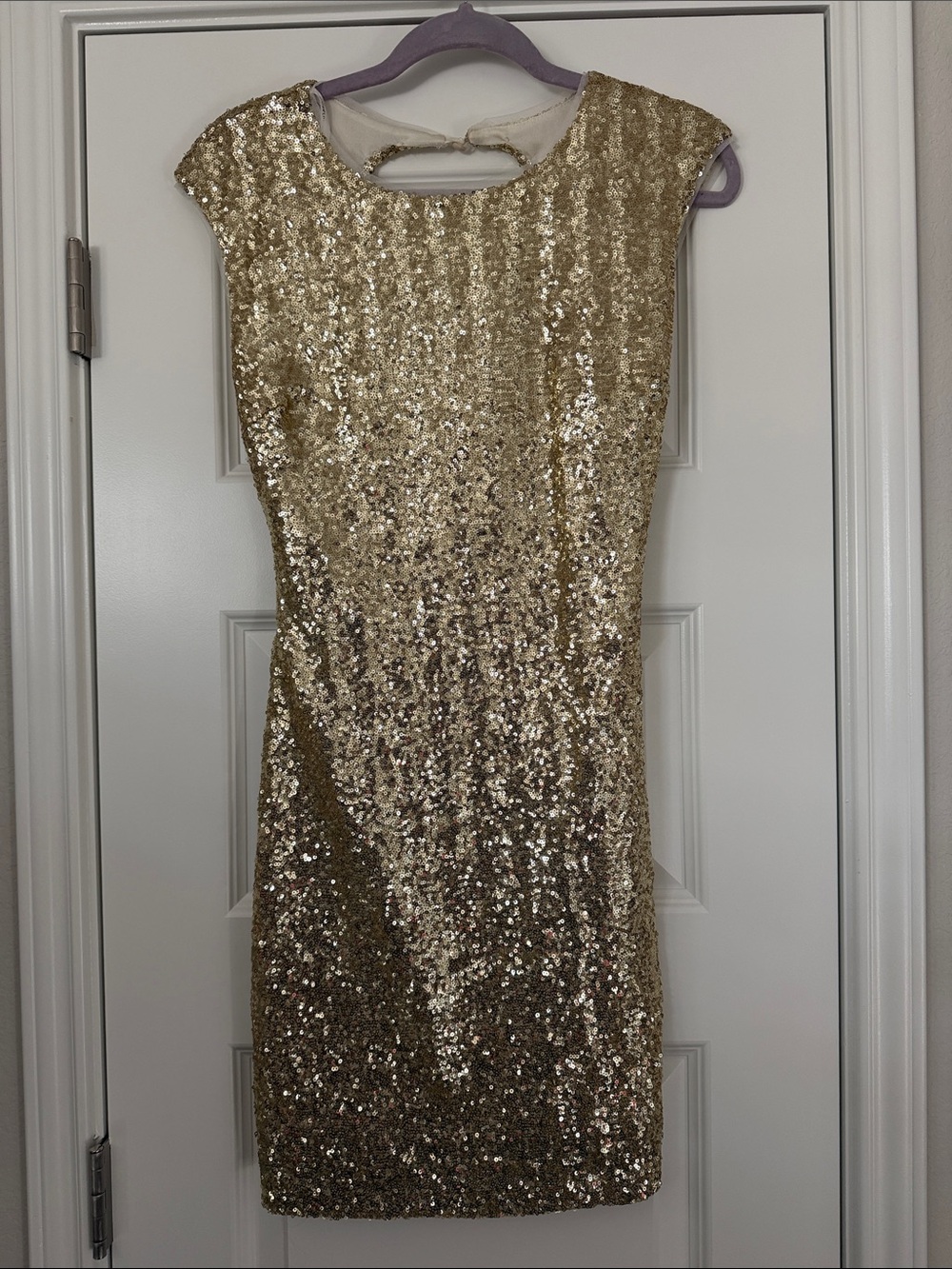 Gold Sequin Sheath Dress - Elegant Party Wear